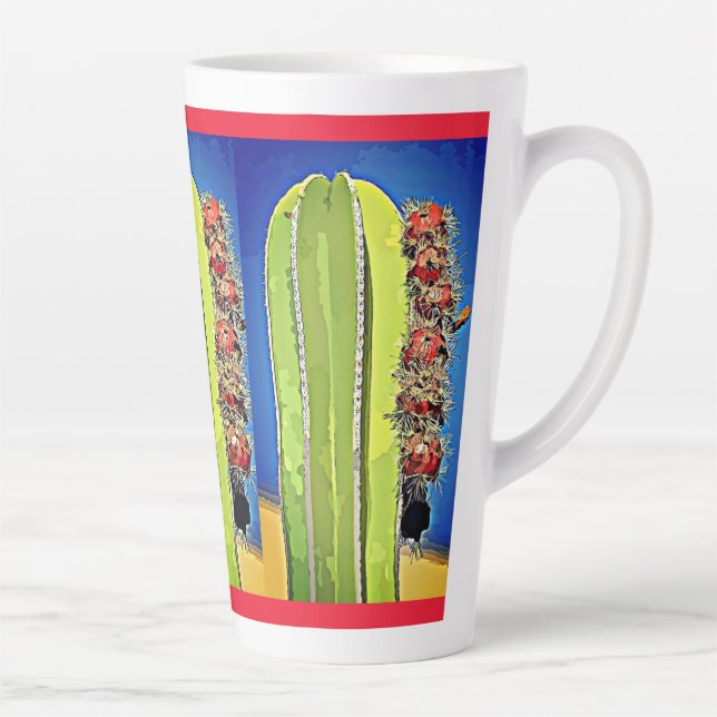 Caneca De Café Latte Pipe Cactus em Bloom Latte Mug (Direita)