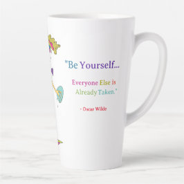 Caneca De Café Latte 'Piper' - "Be Yourself" (Oscar Wilde) Latte Mug