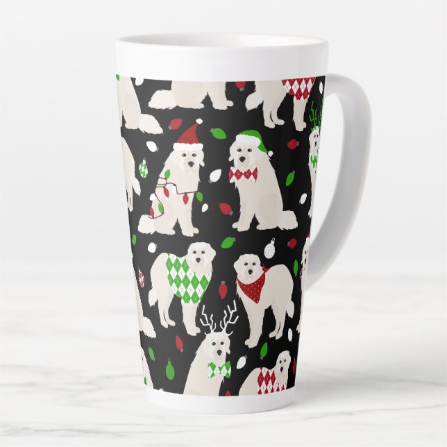 Caneca De Café Latte Pirenéus Excelentes de Natal Cães Latte (Ângulo direito)