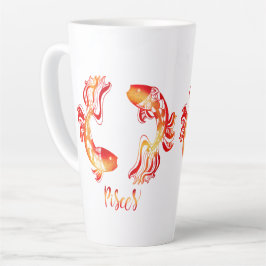 Caneca De Café Latte Pisces zodiac sign red orange glitter fish Zodiac