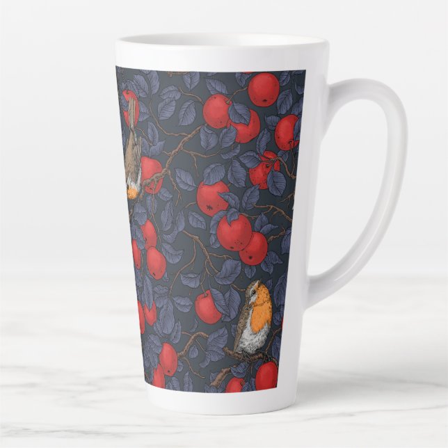 Caneca De Café Latte Piscos na macieira/azul e vermelho  (Direita)
