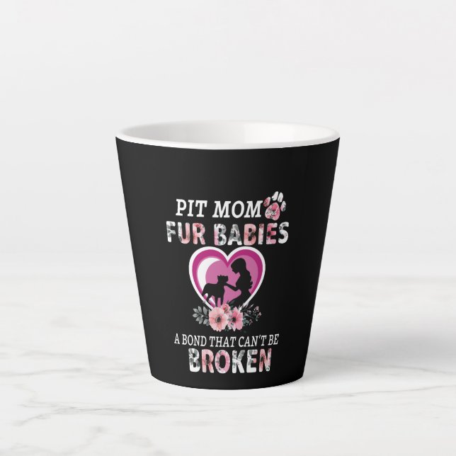 Caneca De Café Latte Pitbull Pit Mãe E Pele Bebê Clássico (Frente)