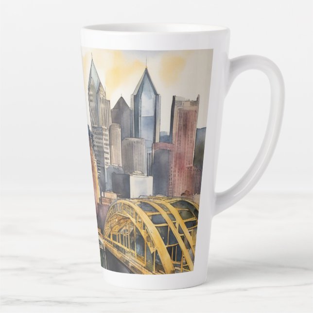Caneca De Café Latte Pittsburgh Cityscape (Direita)