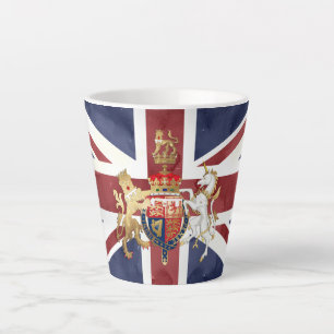 Caneca De Café Latte PIXDEZINES Aquarela UNION JACK e INSÍGNIA