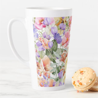 Caneca De Café Latte PixDezines H2 Summer Garden Flowers DIY color