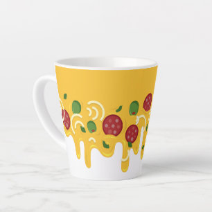 Caneca De Café Latte Pizza de Queijo Derretido Divertida Retro Keto Fes