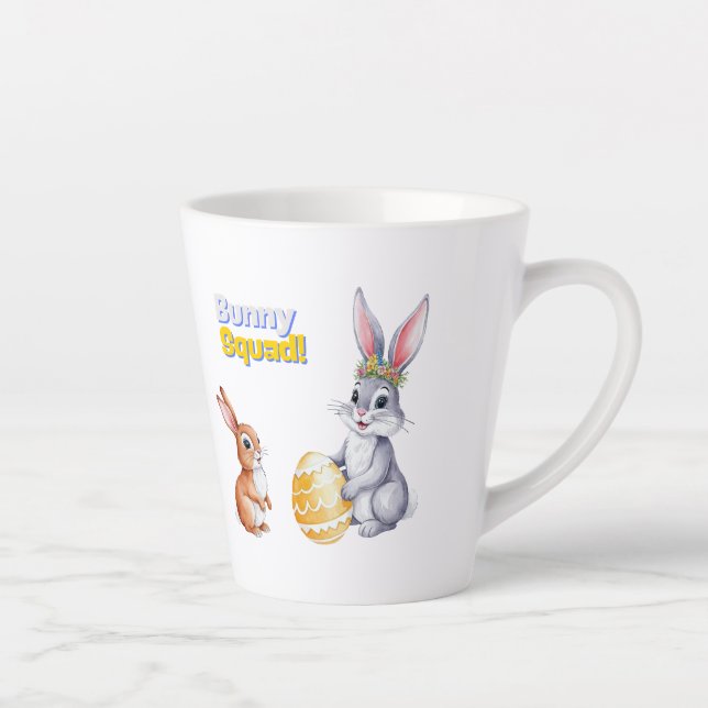 Caneca De Café Latte Placa de Páscoa de Aquarela para Feriados de Prima (Direita)