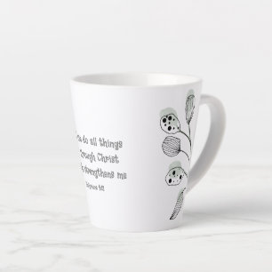 Caneca De Café Latte Placa Philippians 4:13 Eucalyptus Leaves Abstrato