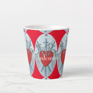 Caneca De Café Latte Placa Tarot 3 Espadas Troço_Trova