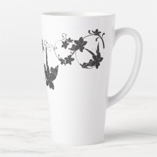 Caneca De Café Latte planta decorativa de flor-padrão