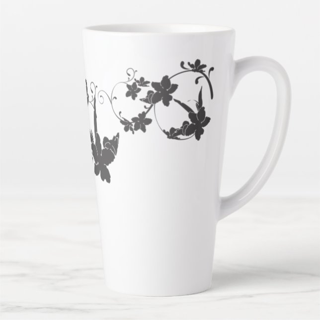 Caneca De Café Latte planta decorativa de flor-padrão (Direita)