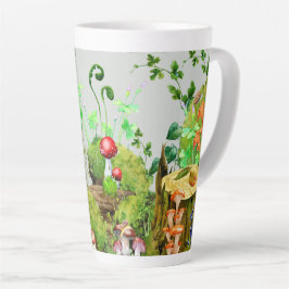 Caneca De Café Latte Plantações de Cogumelos Florestais de Mug Lateral