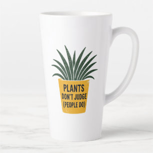 Caneca De Café Latte Plantas Divertidas Não Julgam Carimbo de Tinta Vin