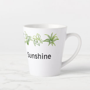 Caneca De Café Latte Plantas Modernas da Casa Verde Personalizadas Lata