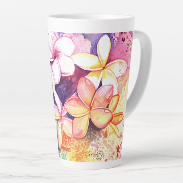 Caneca De Café Latte Plumeria Fun (Ângulo direito)