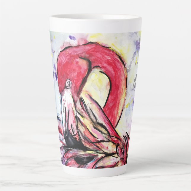 Caneca De Café Latte Plumes au rose (Frente)