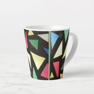 Caneca De Café Latte Pó De Padrão De Vidro Acionado. Caneta Verde Laten