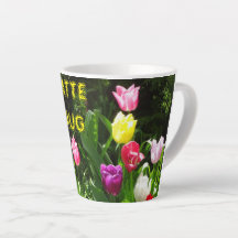 Pó de Tulipas Coloridas. LATTE MUG Latte