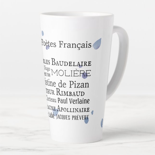 Caneca De Café Latte Poetas Franceses Latte Mug (Ângulo direito)
