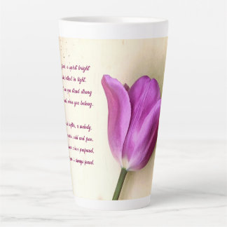 Caneca De Café Latte Poético das tulipas magenta brilhantes