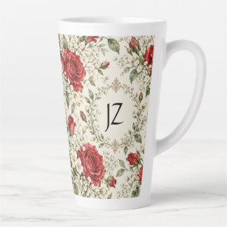Caneca De Café Latte Poinsettia & Azevinho de Natal Vintage Elegante