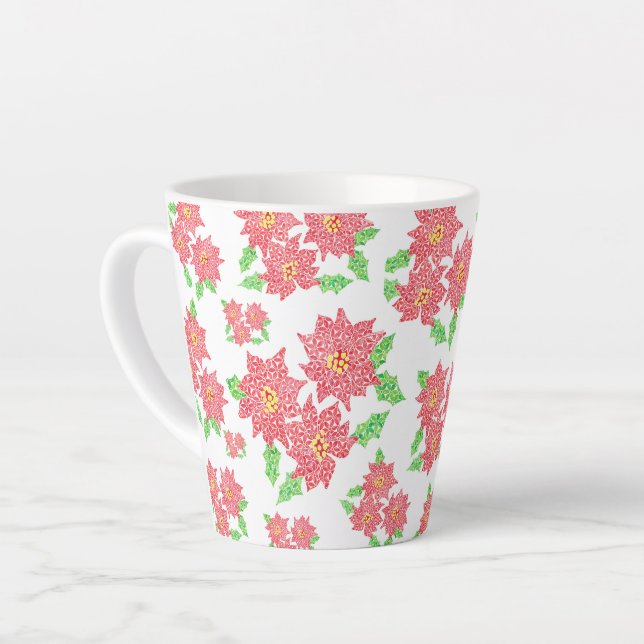 Caneca De Café Latte Poinsettia Latte Mug (Ângulo esquerdo)