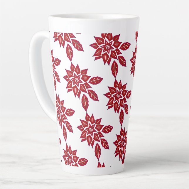 Caneca De Café Latte Poinsettia (vermelha) (Ângulo esquerdo)