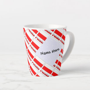 Caneca De Café Latte Polska e Bandeira Polonesa Personalizadas em Mosai