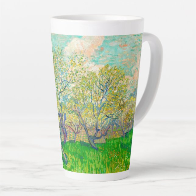 Caneca De Café Latte Pomar Vincent van Gogh em Blossom (Ângulo direito)