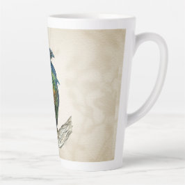 Caneca De Café Latte Pombo Nicobar Ameaçado de Aquarela Elegante