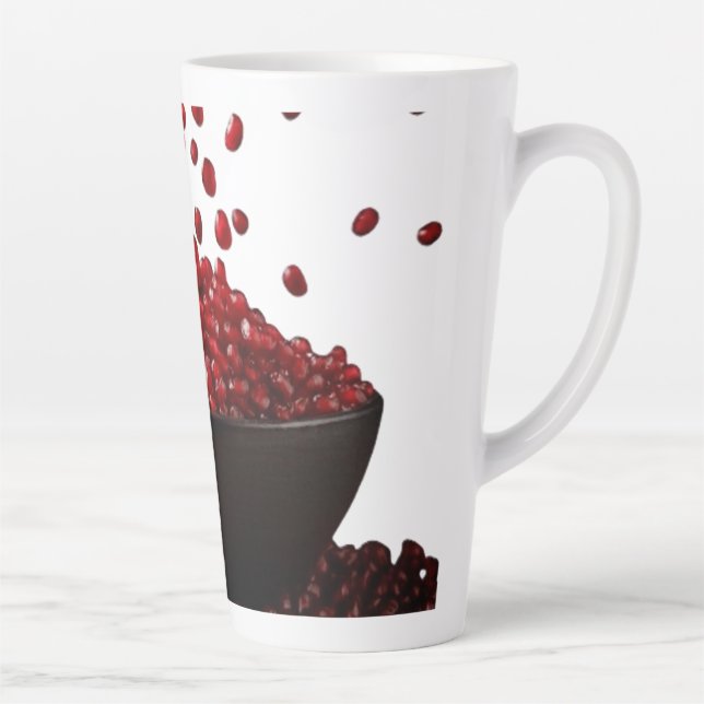 Caneca De Café Latte Pomegranate Illustration – Elegant Fruit Design (Direita)