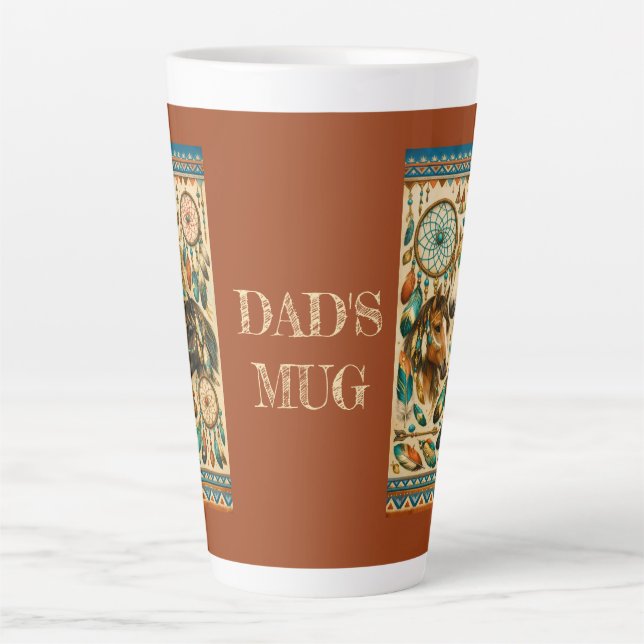Caneca De Café Latte Pôneis Apanhadores de Sonhos (Frente)