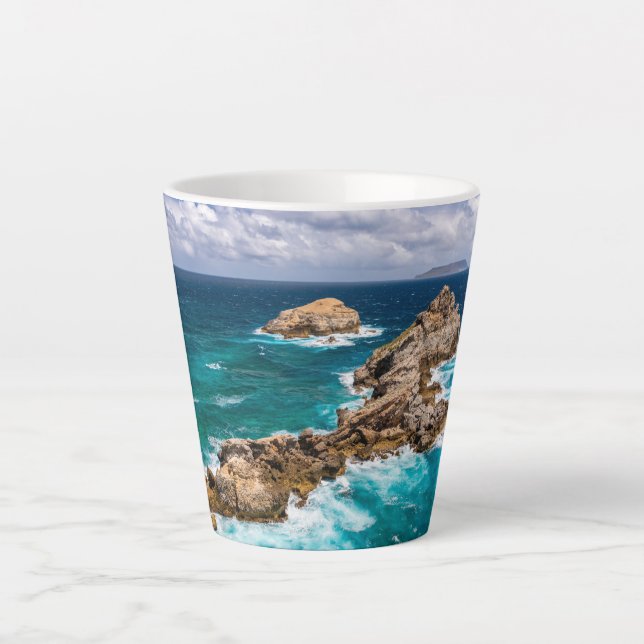 Caneca De Café Latte Ponta de Chateaux, Grande-Terre, Guadalupe #2 (Frente)