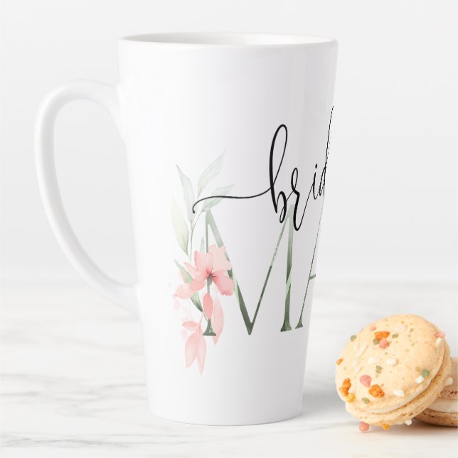 Caneca De Café Latte Ponta Floral de Bridesmaid Latte Mug (In Situ)