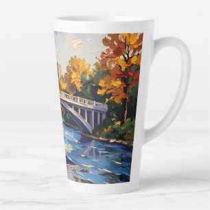 Caneca De Café Latte Ponte Branca de Indianapolis Sobre o Rio Branco