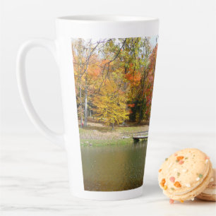 Caneca De Café Latte Ponte da Seven Springs Fall III Paisagem de Outono