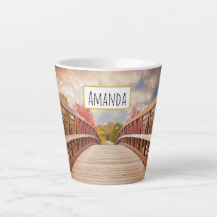 Caneca De Café Latte Ponte rustica de madeira no país