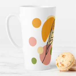 Caneca De Café Latte Pontos de abstrato interessantes com folhas