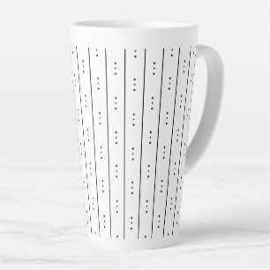 Caneca De Café Latte Pontos e linhas negros minimalistas