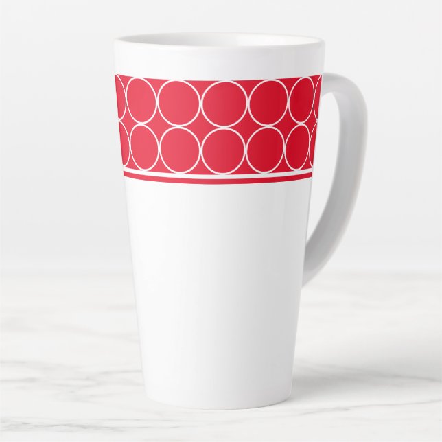 Caneca De Café Latte Pontos Vermelhos e Brancos Lattes (Ângulo direito)