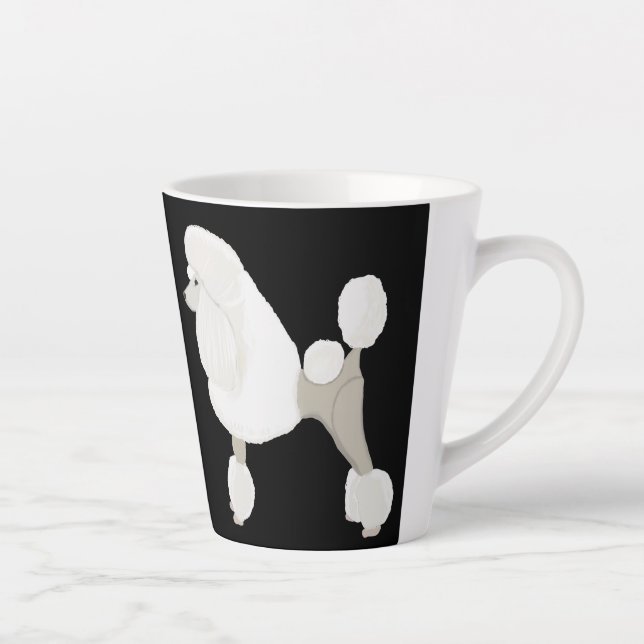 Caneca De Café Latte Poodle Branco de Exposição (Direita)