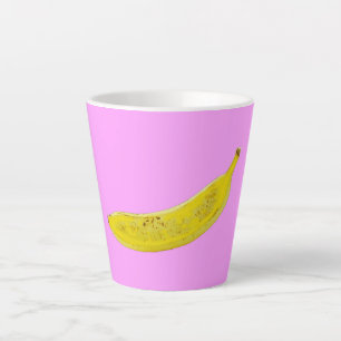 Caneca De Café Latte Pop Art Banana em amarelo
