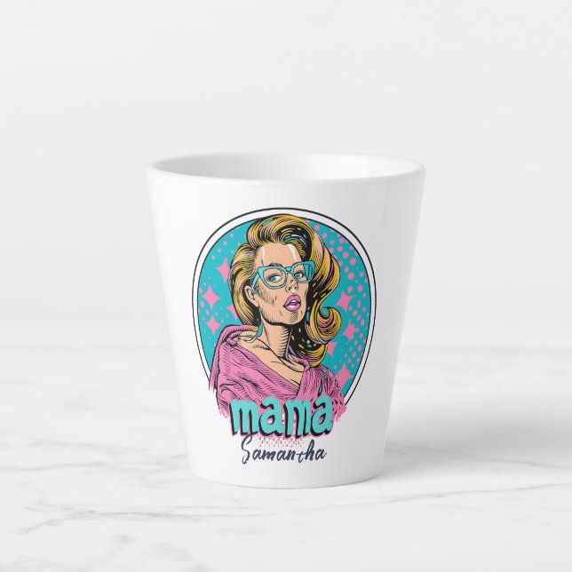 Caneca De Café Latte Pop da Mãe Personalizada (8) Latte Mug (Frente)