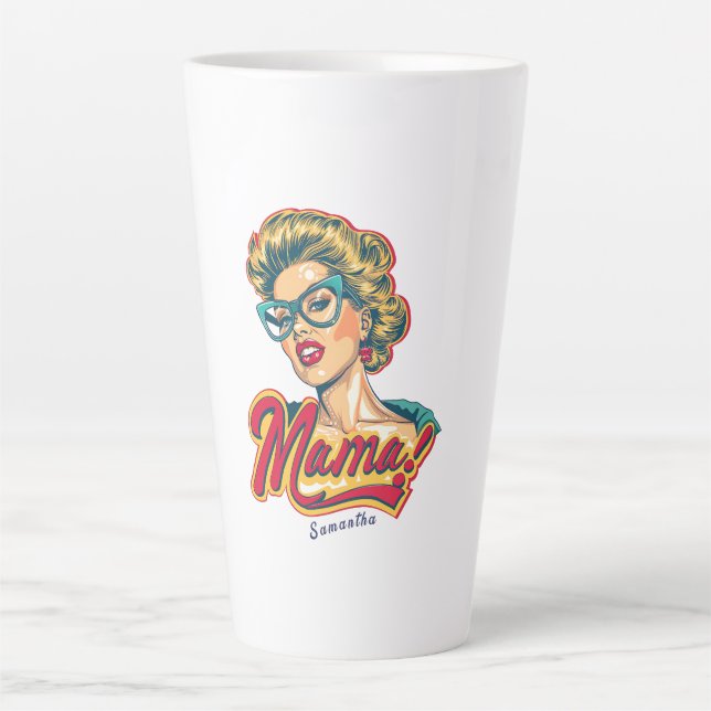 Caneca De Café Latte Pop da Mãe Personalizada Art 2 (Frente)