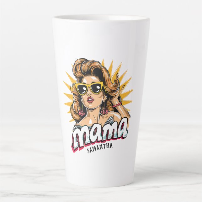 Caneca De Café Latte Pop da Mãe Personalizada Arte 1 (Frente)