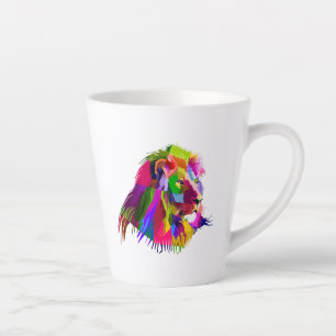 Caneca De Café Latte Pop de Arte Prismática de Leão-62502