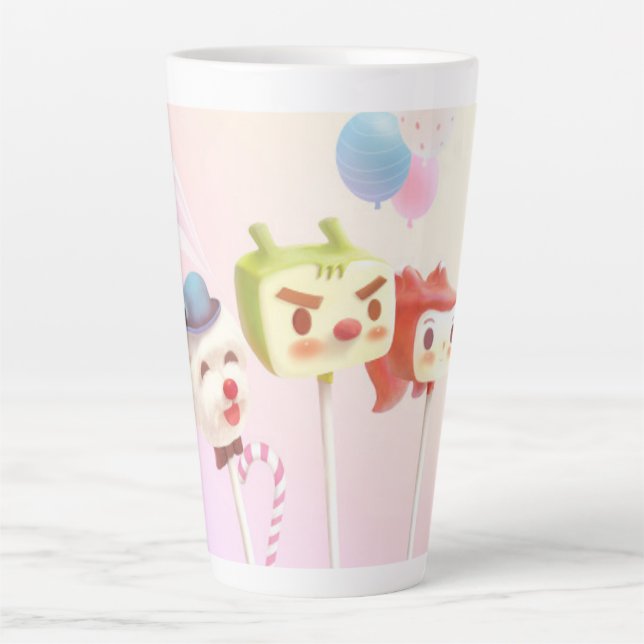 Caneca De Café Latte Pop de Bolo de Caracteres de Cubo (Frente)