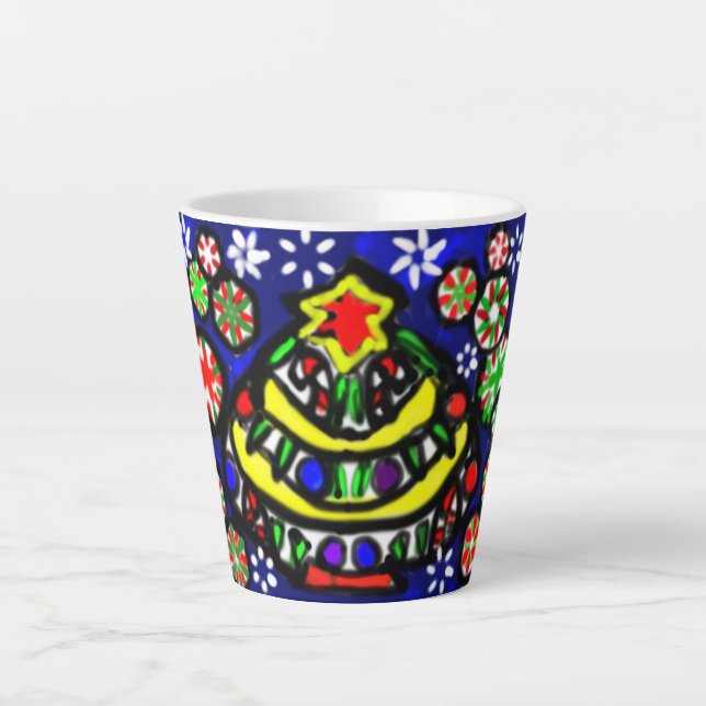 Caneca De Café Latte Pop Natal acima Peppermint (Frente)