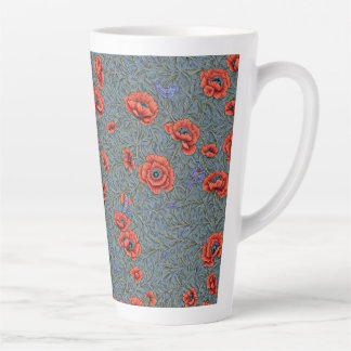 Caneca De Café Latte Poppies Blue Butflies