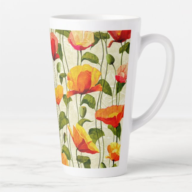 Caneca De Café Latte Poppies Brilhantes (Direita)
